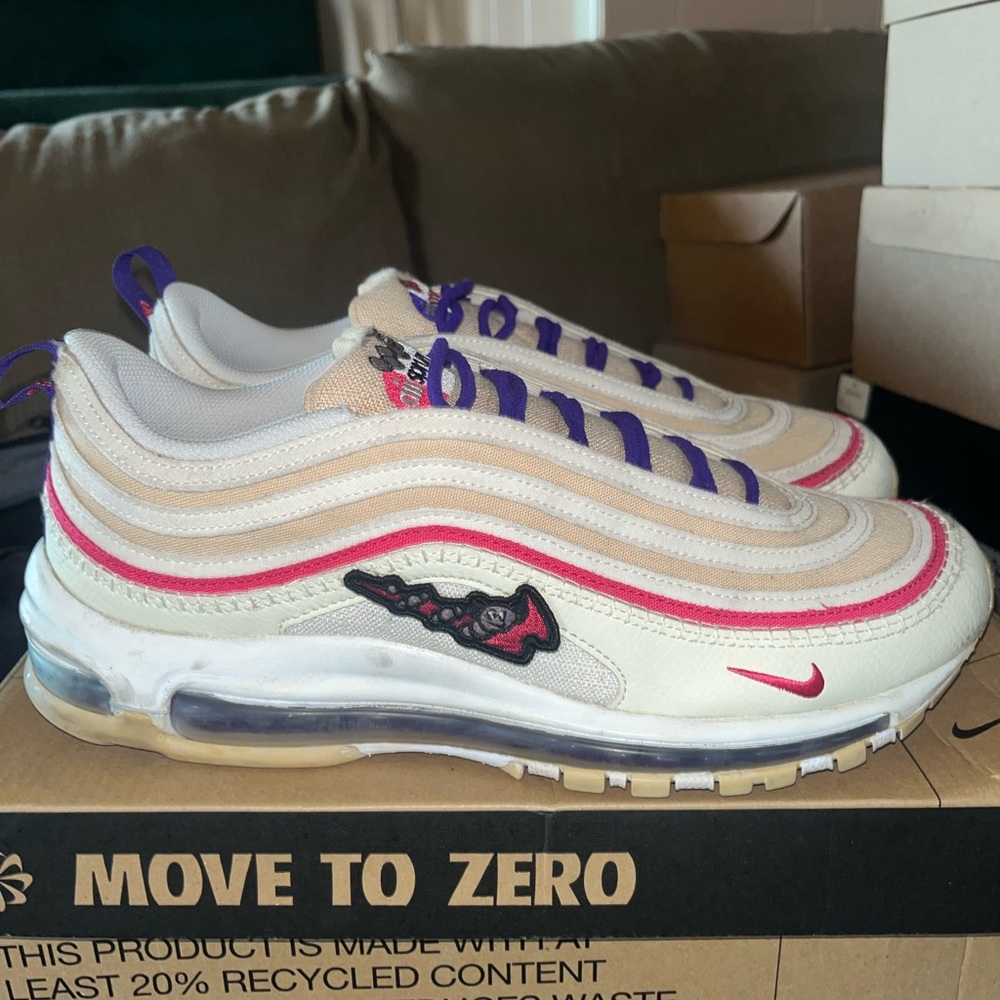 Size 10.5 (2022) Air Max 97 Air Sprung Sail Pink Purple - Pre Owned, OG Box